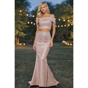 Sherri Hill 52757 Glitter Prom Dress 2 Piece Electric Pink NWT Size 2